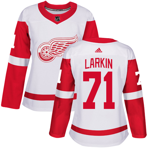 Adidas Red Wings #71 Dylan Larkin White Road Authentic Women's Stitched NHL Jersey